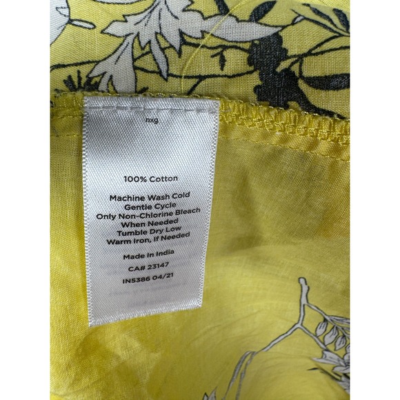 Talbots Womens 2X Top Yellow Floral Cotton Long Sleeve Lightweight Office Summer - Picture 9 of 12